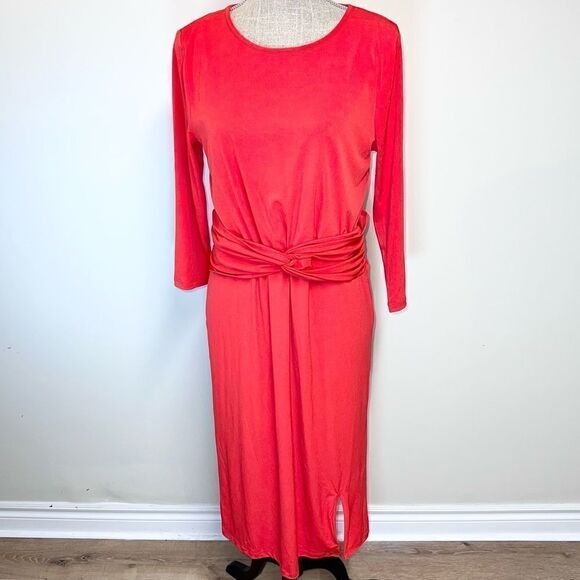 NWOT Jason Wu Designer Red Twist Tie Front Dress Womens Sz M - Picture 1 of 7